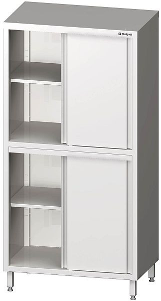 Armoire haute Stalgast à portes coulissantes, 900x500x2000 mm, avec deux espaces d'armoire, soudée, VHK09514