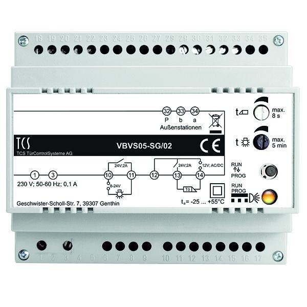 Unité d'alimentation et de commande TCS VBVS05-SG/02 pour systèmes audio et vidéo 1 ligne, 6 TE, VBVS05-SG/02