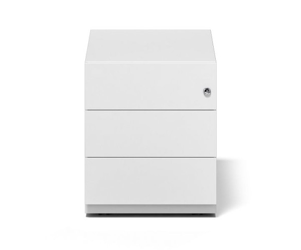 Conteneur roulant Bisley Note™ avec poignée, 3 tiroirs universels, blanc signalisation, NWA79M7BBB696