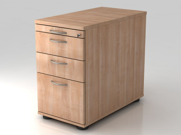 Conteneur sur pied Hammerbacher 80cm, 2 tiroirs, 1 HR, serrure, poignée arche en noyer, 42,8x72-76x80 cm, 1/3/3/6 HE, VSC40/N/N/BM