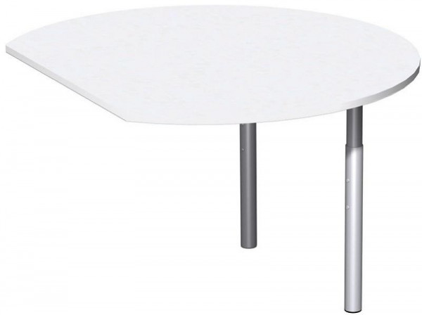 Table à rallonge geramöbel ronde avec pieds de support, y compris matériel de liaison, réglable en hauteur, 1200x1047x680-820, blanc/argent, N-657207-WS
