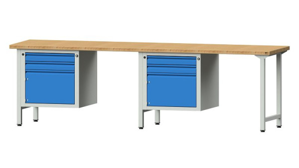 Établis ANKE Établi combiné, modèle 732 E, 2800 x 700 x 840 mm, RAL 7035/5012, BMP 40 mm, 511.000