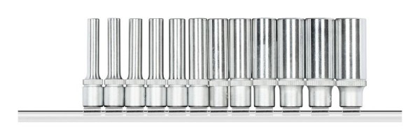 GEDORE clé à douille rouge inserts 1/4", 6 pans, métrique, longue, sur barrette de connexion, 12 pièces, 3300021