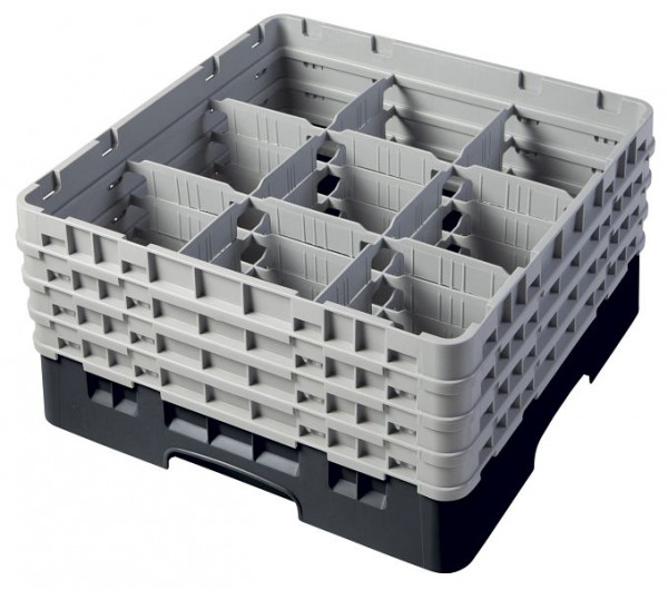 Panier de lavage Cambro 9 compartiments Camrack® 21,5 cm noir, paquet de 2, 9S800110