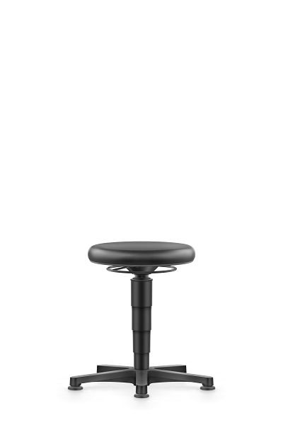 tabouret polyvalent bimos avec patins, cuir synthétique noir, hauteur d'assise 450-650 mm, anneau de couleur gris, 9460-MG01-3278