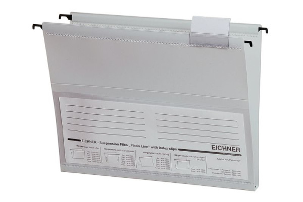 Classeur suspendu Eichner Platin Line en PVC, gris, largeur de base : 15 mm, UE : 10 pièces, 9039-10046