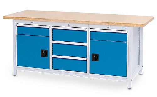 Établi à caissons Bedrunka+Hirth R 18-24, 2x150, 3x200, mm, tiroirs à extension complète 100%, tiroirs avec hauteur frontale de 50 mm, capacité de charge de 70 kg, 03.19.37V