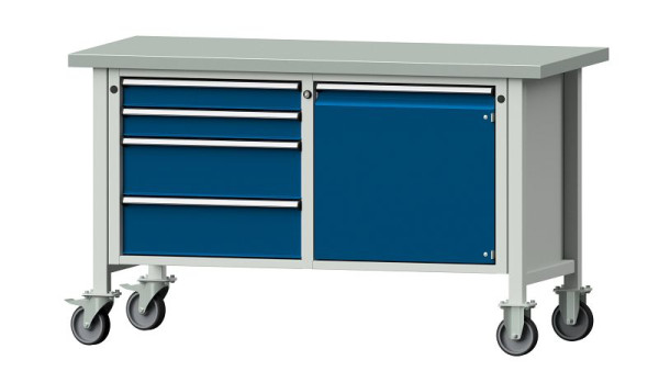 Établis ANKE établi à caissons, modèle 131 V, 1500 x 700 x 890 mm, RAL 7035/5010, ZBP 40 mm, mobile, 305.721