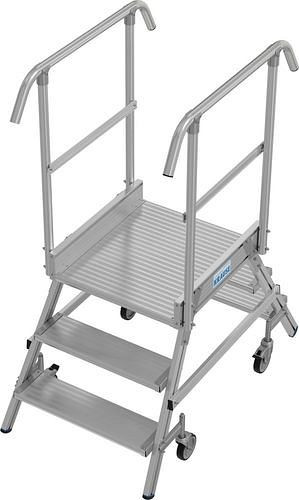 Échelle à plateforme Krause en aluminium, mobile, 2 x 3 marches, grimpable des deux côtés, conformément à EN 131-7, 312170