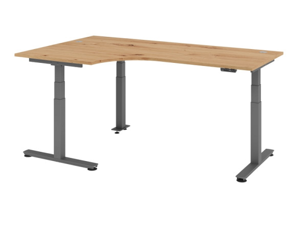 Hammerbacher table d'angle assis-debout électrique 200x120cm 90° chêne noueux, VXDSM82/R/G