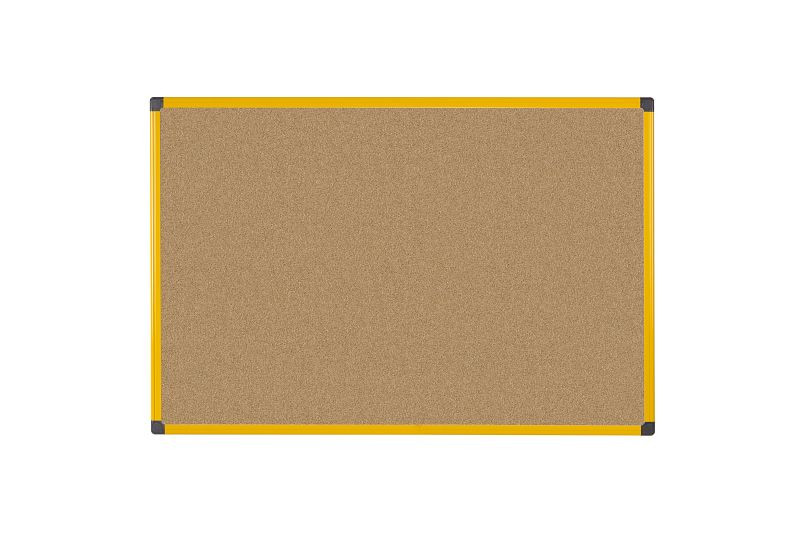 Tableau en liège Bi-Office Ultrabrite avec cadre jaune - Industriel - 120x90cm, CA0511721