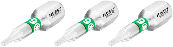 Embout Hazet, 6 pans plein 6,3 (1/4 pouce), profil intérieur TORX®, T6, nombre d'outils : 3, 2223N-T6/3