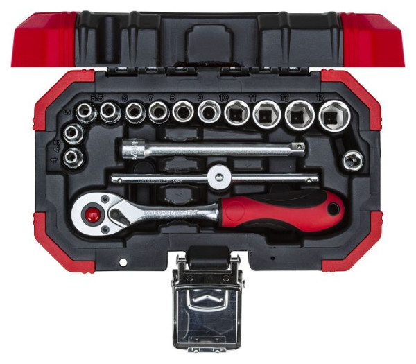 Jeu de clés à douilles rouges GEDORE 1/4 SW4-13mm 16 pièces, 3300050