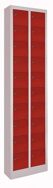 Armoire petit compartiment Pavoy 1950/200/460, serrure à barillet, 2 x 10 compartiments, portes lisses, 21228-046-110-910611