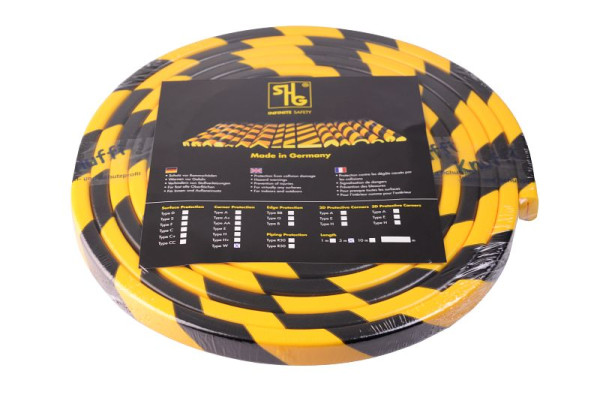 Protection d'angle flexible Knuffi, matériau mousse de polyuréthane, jaune/noir, 1 mètre, PW-3000