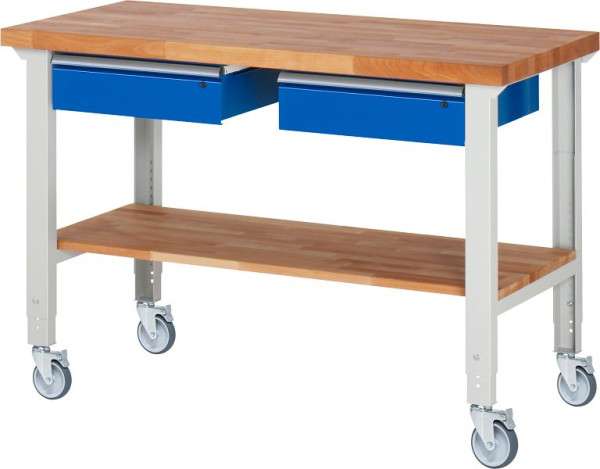 Etabli mobile RAU (réglable en hauteur) 7002A7, 1500x700x950-1000mm, 4 roulettes pivotantes, 05-7002A7-157B4H4.11