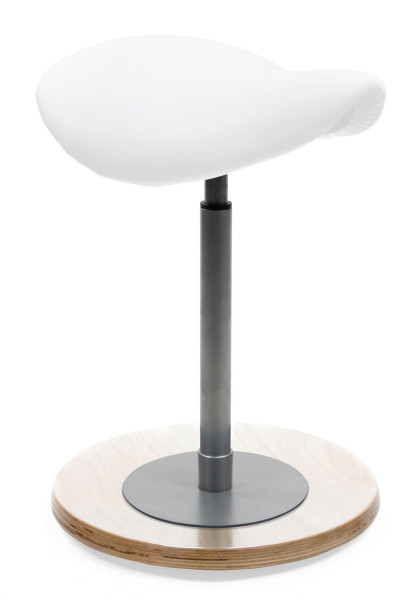 Tabouret pendulaire Mayer Sitzmöbel avec assise en forme de selle ergonomique, blanc polaire, couleur structure/pieds : hêtre, 1167_N_30582