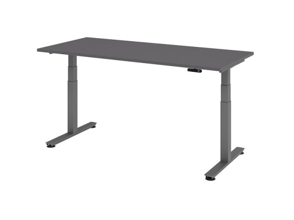 Bureau assis-debout électrique Hammerbacher 180x80cm graphite, hauteur de travail 63,5-128,5 cm, VXDSM19/G/G