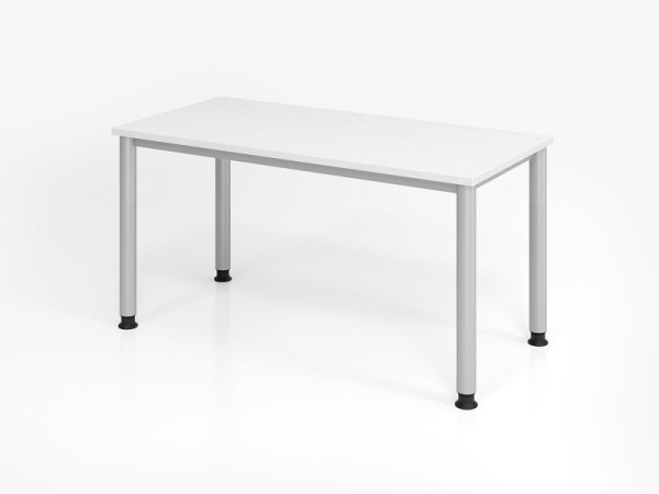 Bureau Hammerbacher HS614, 140 x 67 cm, plateau : blanc, épaisseur 25 mm, chant ABS 2 mm, forme rectangulaire, VHS614/W/S