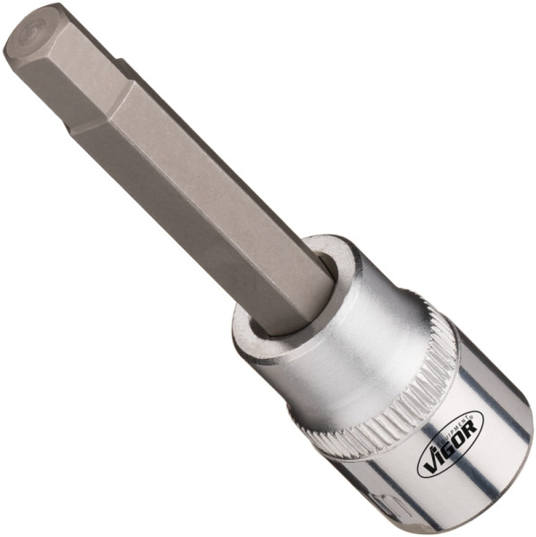 Insert de clé à douille VIGOR, carré creux 10 mm (3/8"), profil à six pans intérieurs, 7 mm, longueur : 65 mm, V7158-5