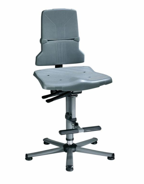 bimos Sintec chaise de travail pivotante, siège et dossier en plastique, patins, aide à la montée, 9821-1000