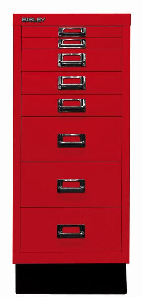 Bisley MultiDrawer™, série 29 avec base, DIN A4, 8 tiroirs, rouge cardinal, L298S670