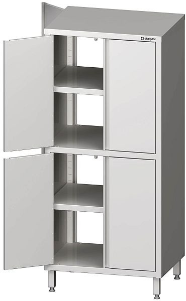 Armoire haute traversante Stalgast avec portes battantes, 900x700x1800 mm, avec deux espaces d'armoire, soudée, VHK09707