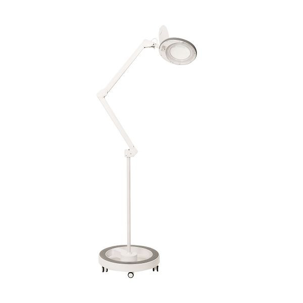 Lampe loupe Lumeno 7215GR et pied 6159GR dans un set, 5 dioptries avec pied roulant, gris, UE : 2 pièces, LUM61597215GR