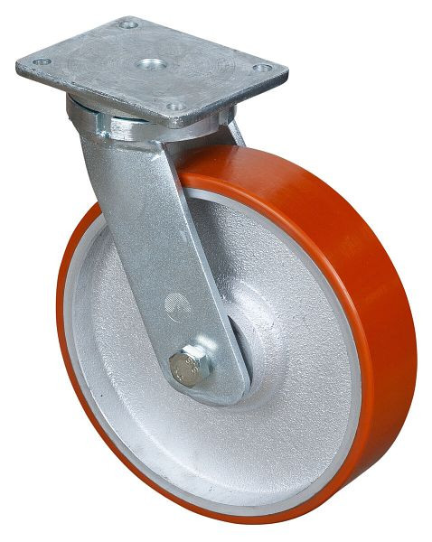 Roues BS Roulette robuste, largeur de roue 75 mm, Ø roue 300 mm, capacité de charge 2000 kg, polyuréthane coulé 95 Shore A, corps de roue en fonte, roulements à billes, RR100.C10.300