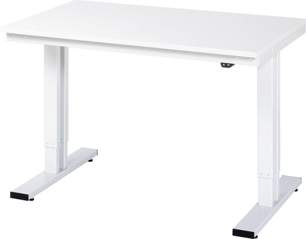 Table de travail RAU série adlatus 300 (réglable électriquement en hauteur), plaque en mélamine EGB, 1250x720-1120x800 mm, 08-WT-125-080-ME