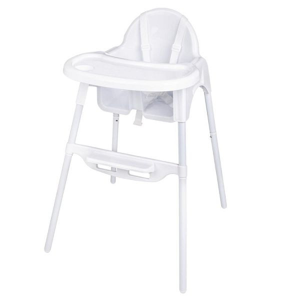 Chaise haute Bolero en acier inoxydable et polypropylène blanc, CY599