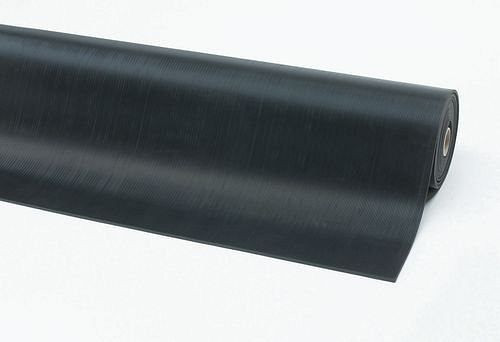 Tapis antidérapant en caoutchouc DENIOS à fines rainures, 100 cm x 10 m, noir, 165-090