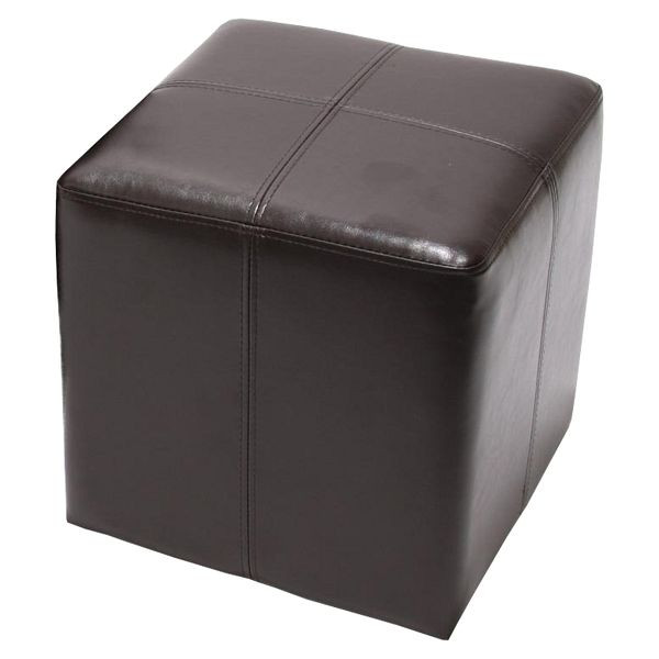 Mendler siège cube tabouret tabouret Onex, cuir + simili cuir, 36x36x36cm, marron, 9308
