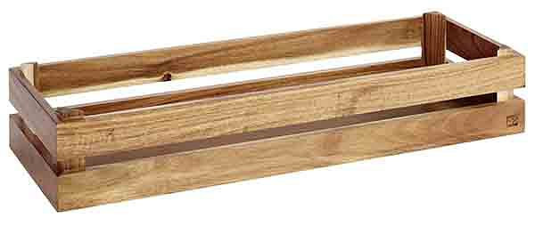 Caisse en bois APS -SUPERBOX-, 55,5 x 18,5 cm, hauteur : 10,5 cm, bois d'acacia, adaptée pour GN 2/4, 11623