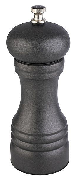 Moulin à poivre APS -GUNMETAL-, Ø 6 cm, hauteur : 15,5 cm, acier inoxydable, couleur : gris, broyeur en acier au carbone, 40555