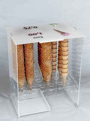 Silo à cônes glacés GEPPETTO pour 3x6 rangées de cônes (18), avec 2 cuillères et couvercle, 94030