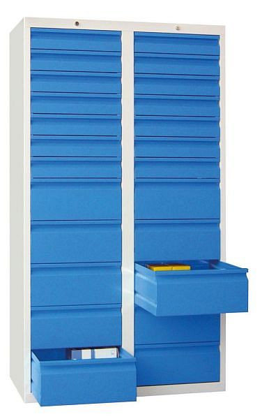 Guide coulissant pour armoire à tiroirs Pavoy, 1800/1000/500, serrure à cylindre, 2 rangées, 14x100, 10x200, 43447-100-005-512303