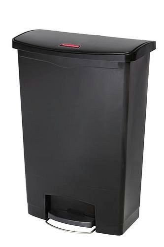 Poubelle de tri sélectif DENIOS en polyéthylène (PE), pédale sur le côté large, 90 litres, noir, 242-419