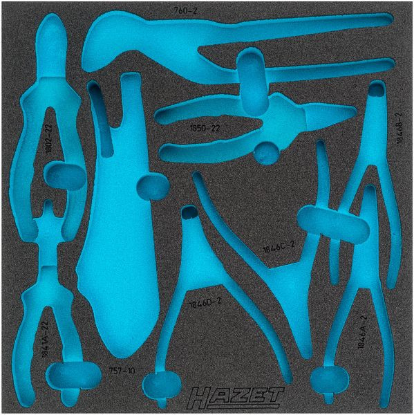Insert en mousse souple à 2 composants Hazet, dimensions / longueur : 344 mm x 342 mm, taille du système d'organisation : 2/3 (344 x 342 mm), 163-424L