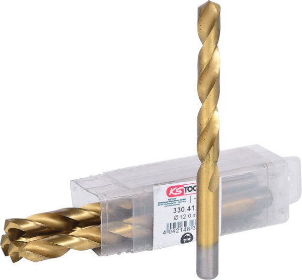 KS Tools Foret hélicoïdal HSS TiN, 12 mm, paquet de 5, 330.4120