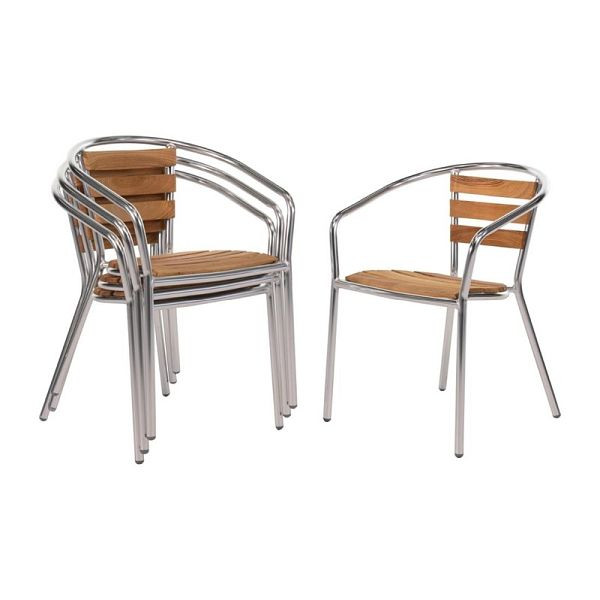 Chaise boléro en aluminium et bois de frêne, UE : 4 pièces, U421