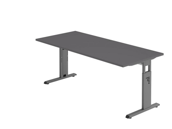 Bureau Hammerbacher pied C 180x80cm graphite/graphite, hauteur de travail 65-85 cm, VOS19/G/G