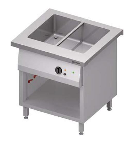 Station bain-marie Stalgast "Free Flow" avec une vasque 2x GN1/1, 799x735x880 mm couvercle inox, FF08108