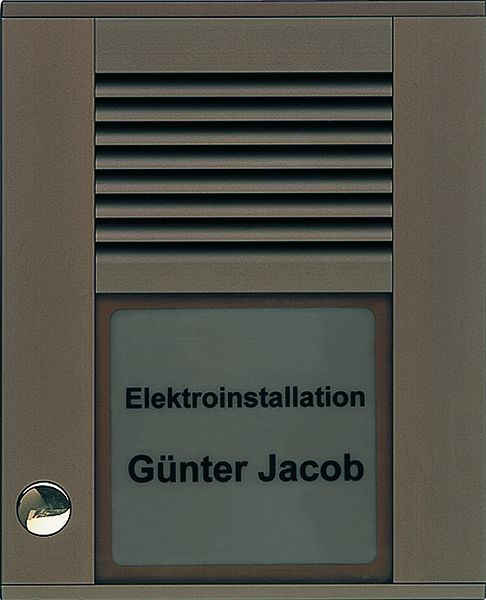 Station extérieure audio TCS série PDS 1 bouton de sonnerie (aligné à gauche), AP bronze, PDS01-EB/04