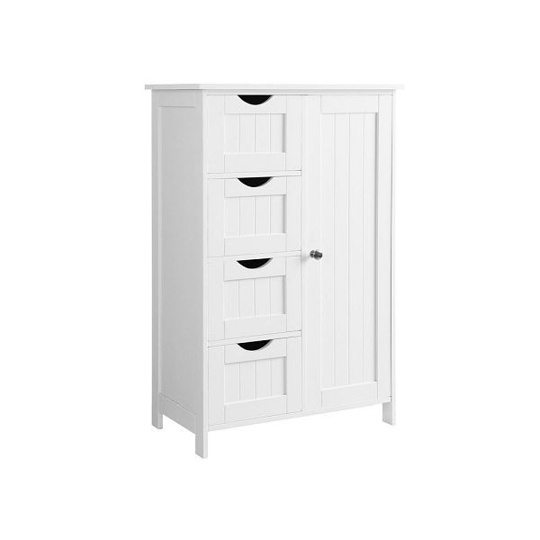 VASAGLE Meuble de salle de bain Slim avec 4 tiroirs blanc, LHC41W