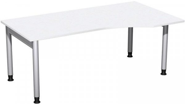 Bureau PC geramöbel droit, réglable en hauteur, 1800x1000x680-820, blanc/argent, N-657305-WS