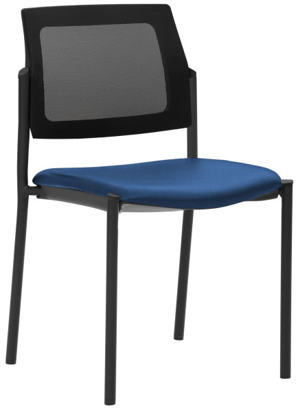 Mayer Sitzmöbel chaise empilable, structure à 4 pieds noir, dossier en résille, bleu, 2519_V3_30612