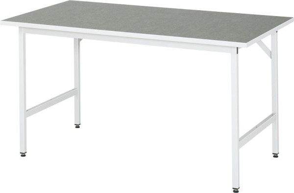 Table de travail RAU série Jerry (3030) - réglable en hauteur, plan de travail avec revêtement linoléum/universel, 1500x800-850x800 mm, 06-500L80-15.12