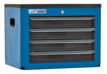 Coffre à outils ADB avec 4 tiroirs, dimensions : 450 x 600 x 450 mm (HxLxP), couleur du corps : bleu, RAL 5010, couleur de la façade : gris, RAL 7016, 21011