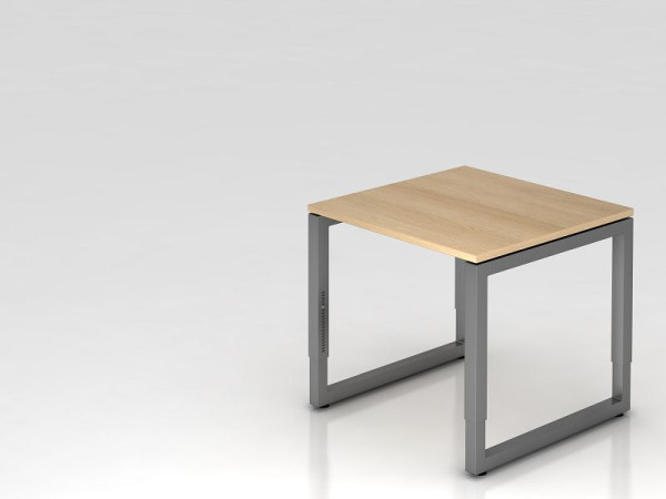 Bureau Hammerbacher O-foot carré 80x80cm chêne/graphite, forme rectangulaire avec plateau flottant, VRS08/E/G